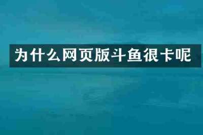 为什么网页版斗鱼很卡呢
