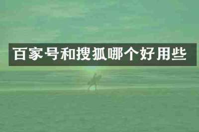 百家号和搜狐哪个好用些