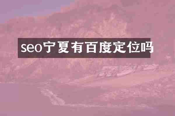 seo宁夏有百度定位吗
