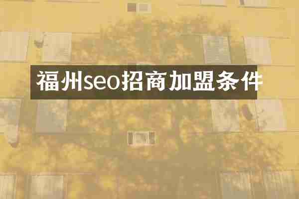 福州seo招商加盟条件