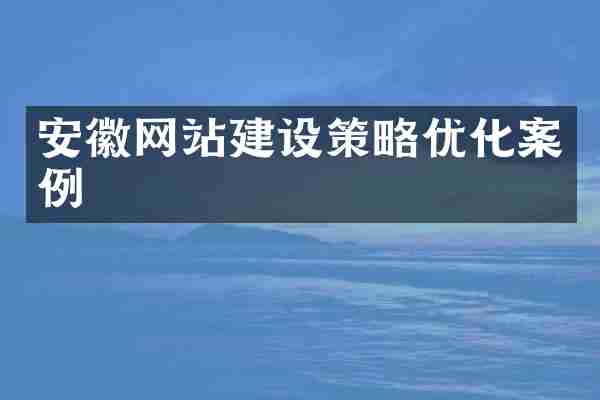 安徽网站建设策略优化案例