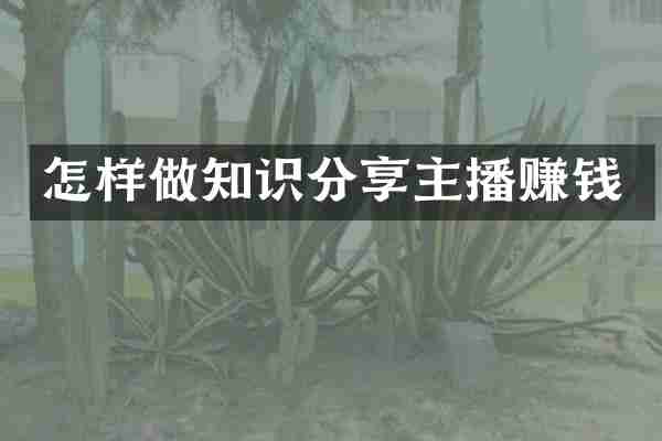 怎样做知识分享主播赚钱