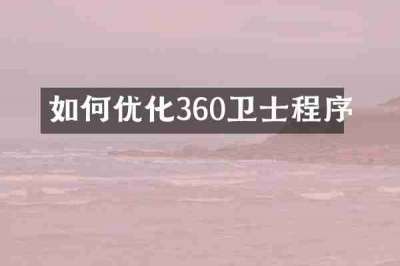 如何优化360卫士程序