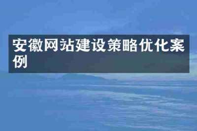 安徽网站建设策略优化案例