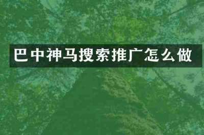 巴中神马搜索推广怎么做