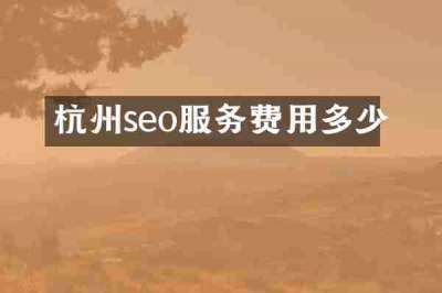 杭州seo服务费用多少