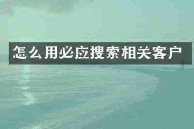 怎么用必应搜索相关客户