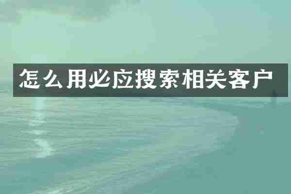 怎么用必应搜索相关客户