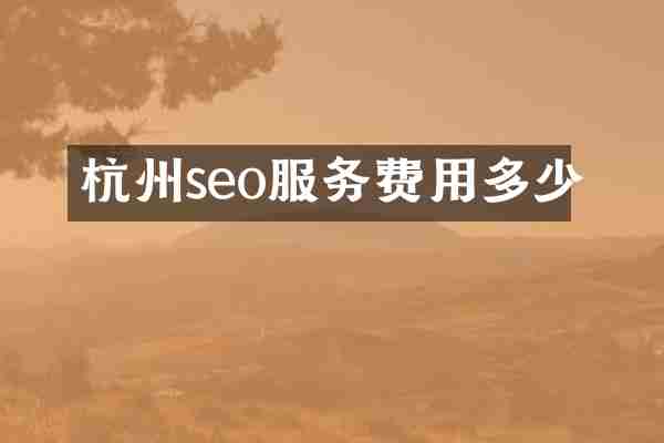 杭州seo服务费用多少