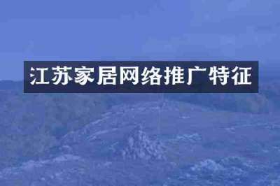 江苏家居网络推广特征