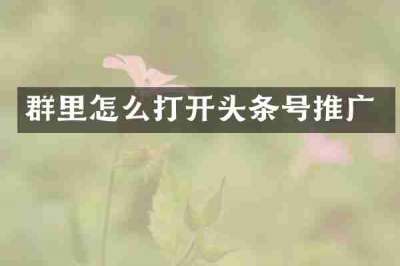 群里怎么打开头条号推广