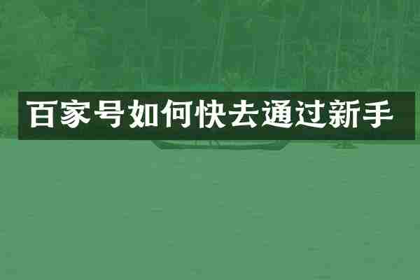 百家号如何快去通过新手