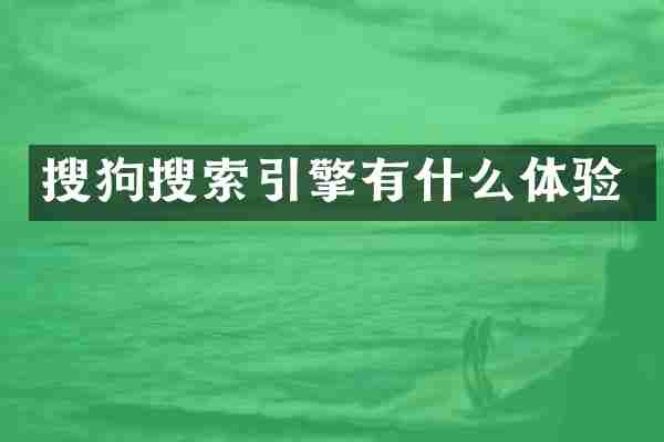 搜狗搜索引擎有什么体验