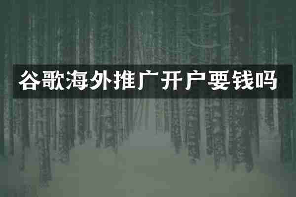 谷歌海外推广开户要钱吗