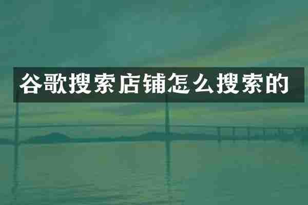 谷歌搜索店铺怎么搜索的