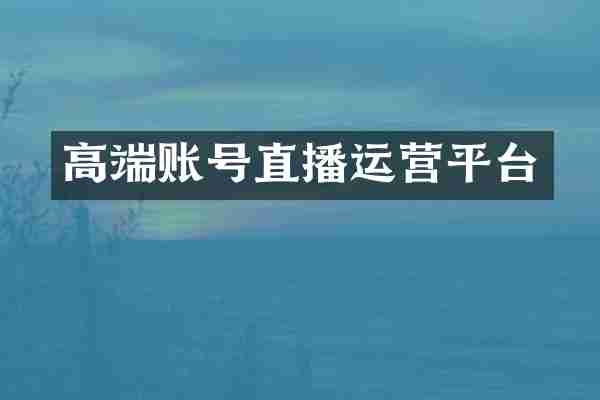 高端账号直播运营平台