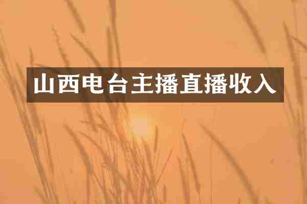 山西电台主播直播收入
