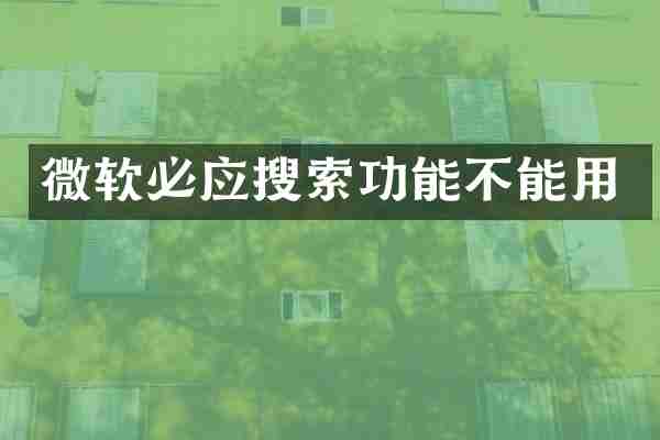 微软必应搜索功能不能用