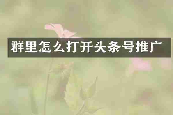 群里怎么打开头条号推广