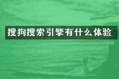 搜狗搜索引擎有什么体验