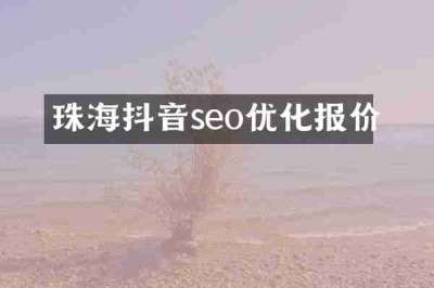 珠海抖音seo优化报价