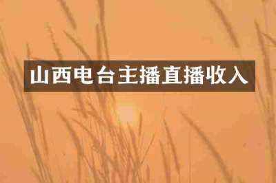 山西电台主播直播收入