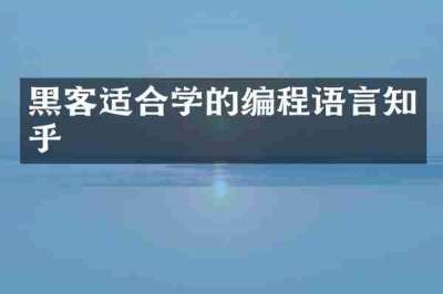 黑客适合学的编程语言知乎
