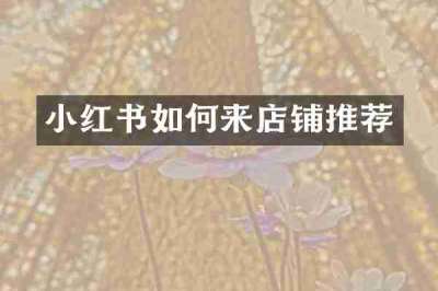 小红书如何来店铺推荐