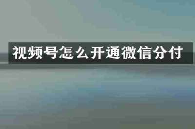 视频号怎么开通微信分付