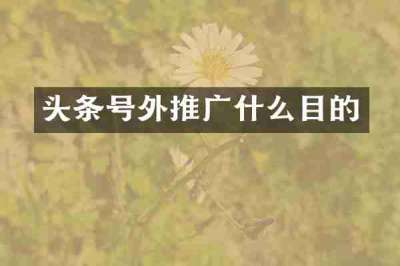 头条号外推广什么目的