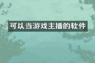 可以当游戏主播的软件