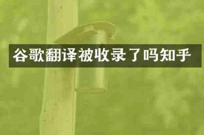 谷歌翻译被收录了吗知乎