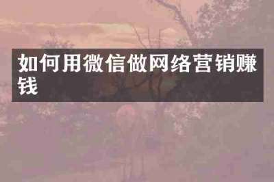 如何用微信做网络营销赚钱