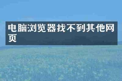 电脑浏览器找不到其他网页