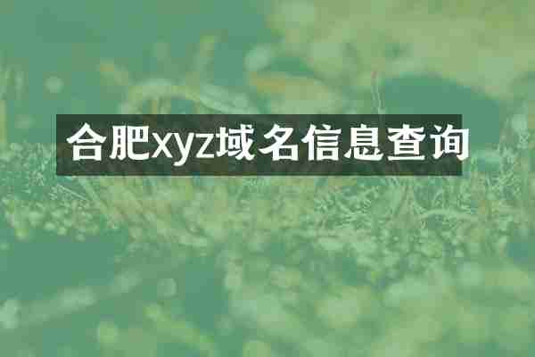 合肥xyz域名信息查询