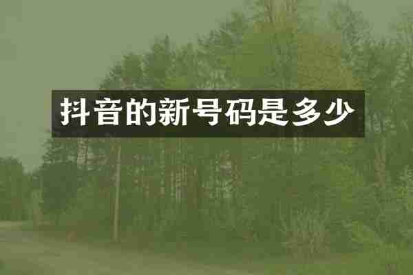 抖音的新号码是多少