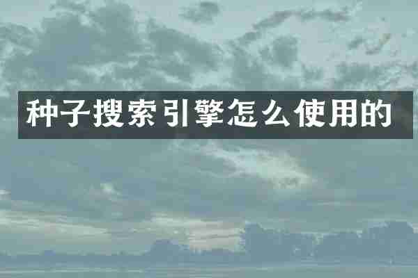 种子搜索引擎怎么使用的