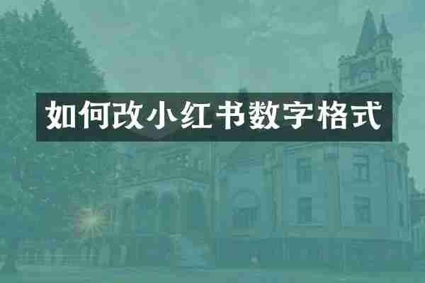 如何改小红书数字格式