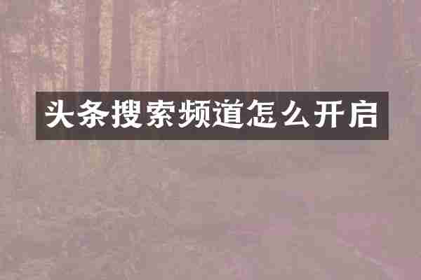 头条搜索频道怎么开启