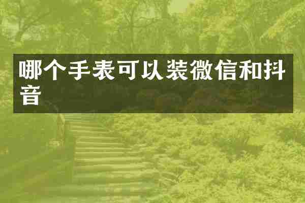 哪个手表可以装微信和抖音
