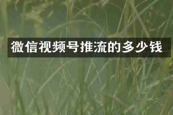 微信视频号推流的多少钱