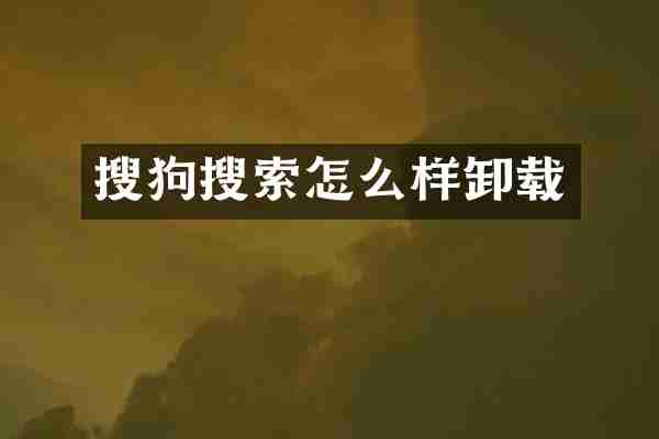 搜狗搜索怎么样卸载