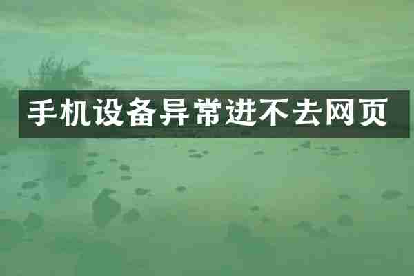 手机设备异常进不去网页