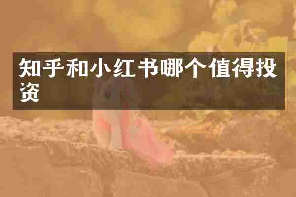 知乎和小红书哪个值得投资