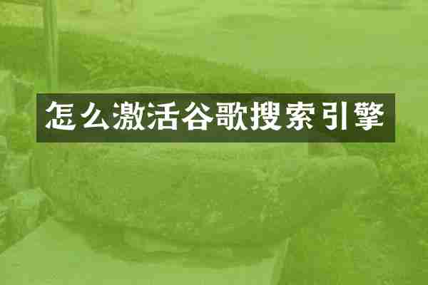 怎么激活谷歌搜索引擎