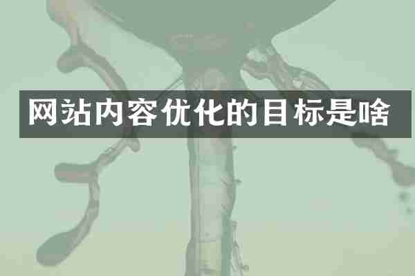 网站内容优化的目标是啥
