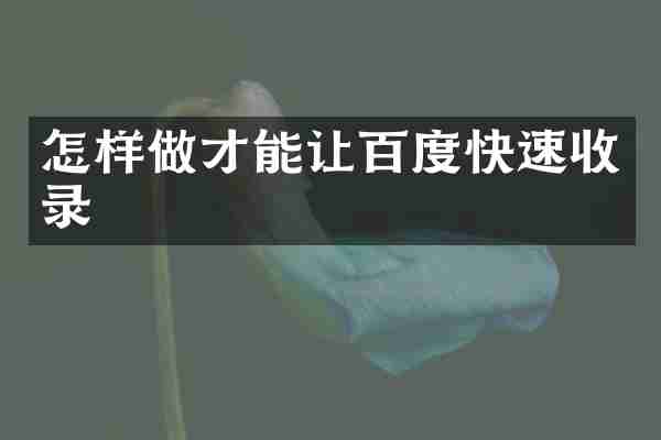 怎样做才能让百度快速收录