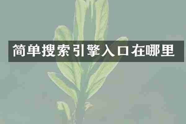 简单搜索引擎入口在哪里