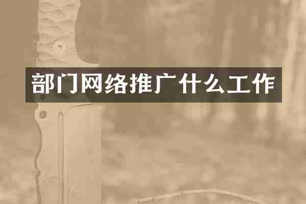 部门网络推广什么工作