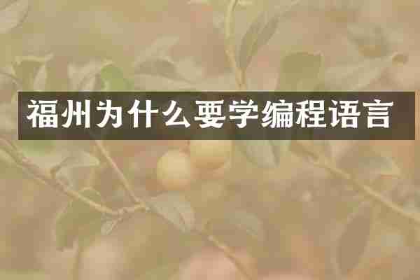 福州为什么要学编程语言